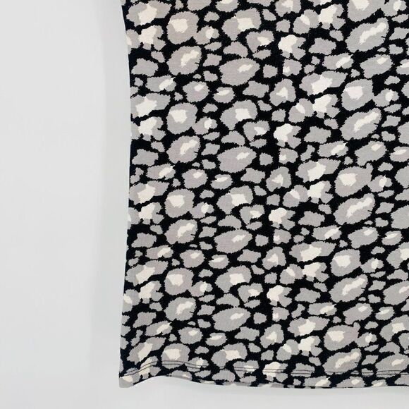 Talbots Size P XSP Black & Gray Printed Boat Neck Short Sleeve Jersey Knit Top - Picture 5 of 9